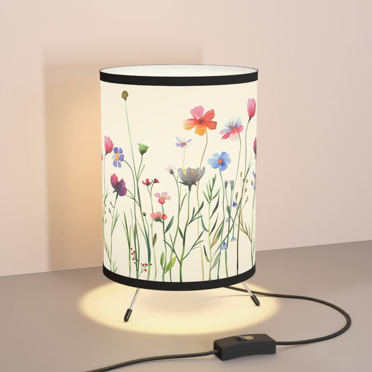 Floral Tripod Lamp - High-Res Printed Shade for Home Décor