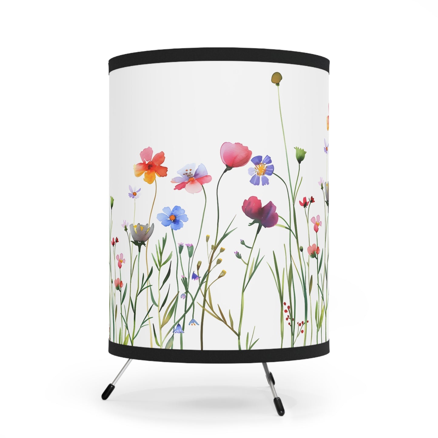 Floral Tripod Lamp - High-Res Printed Shade for Home Décor